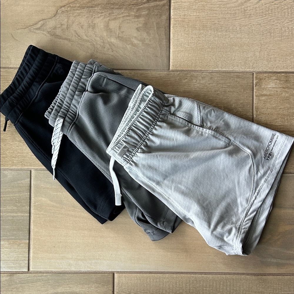 Abercrombie Kids Set of Three Athletic Shorts - Black, Gray, Light Gray